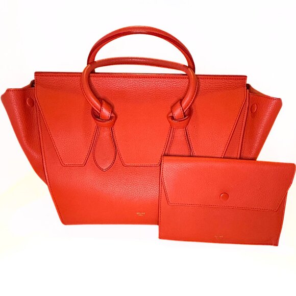 Celine Red Tie Knot Leather Purse and Pouch - Picture 2 of 15